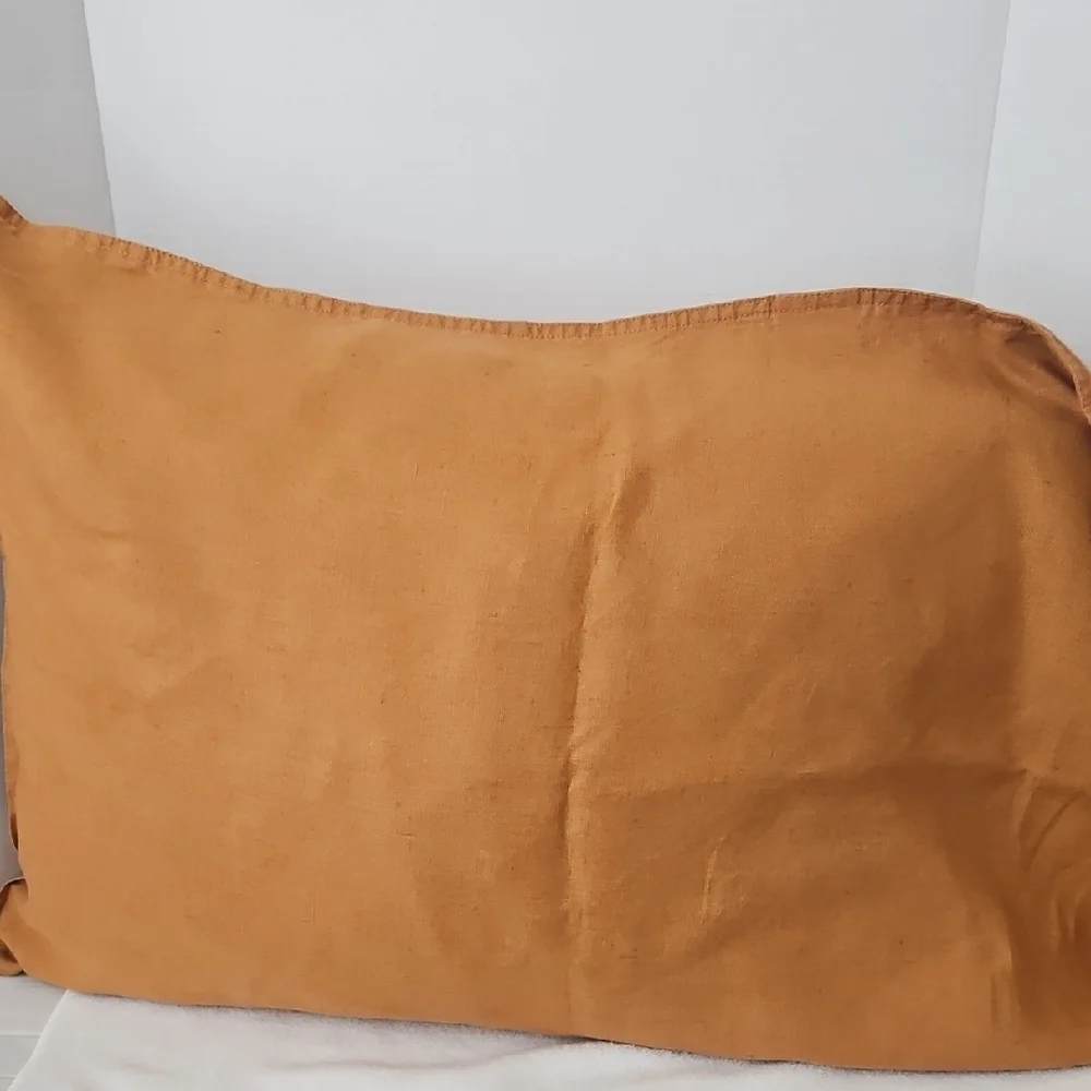 Simple Opulence Rust Carmel 100% Linen Washable Standard Pillowcases Shams Set